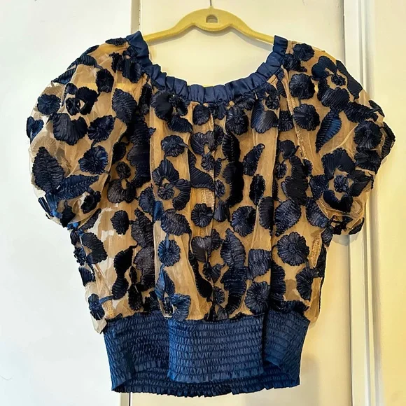 Gracia EUC Large Navy & Sheer Top - Picture 2 of 3